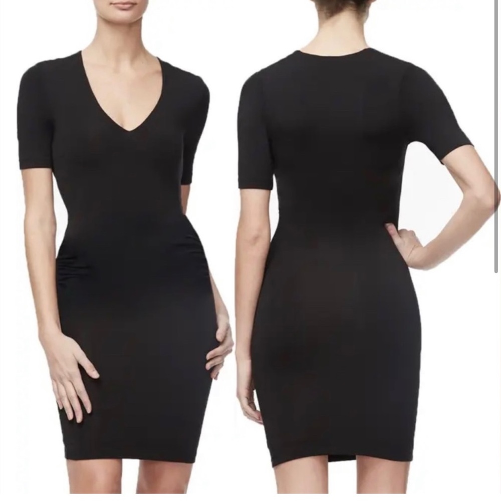 Good American Black Low Down Mini Dress sz 1